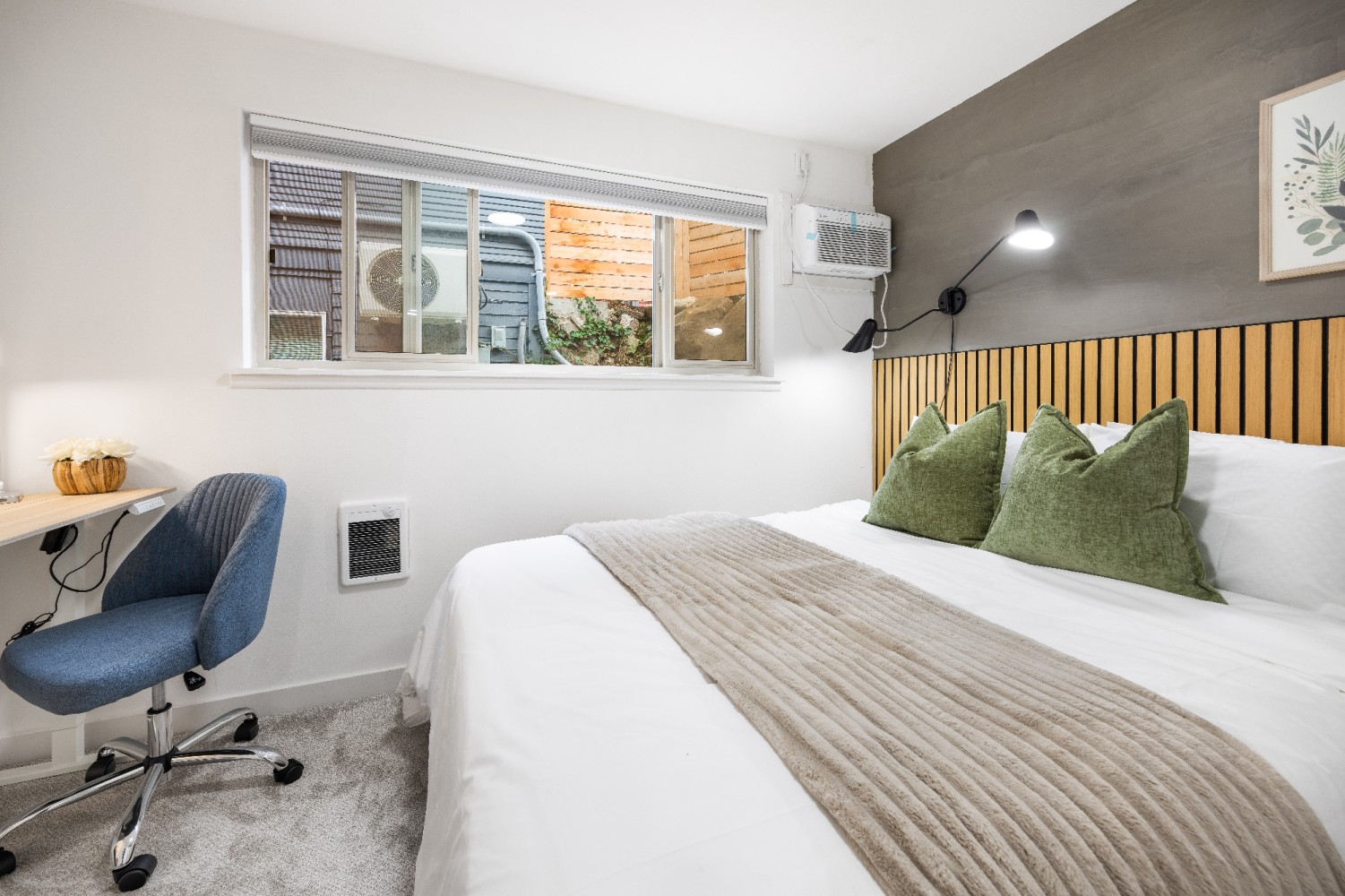 Separate bedroom and workspace in the Industrial Bar Style suite